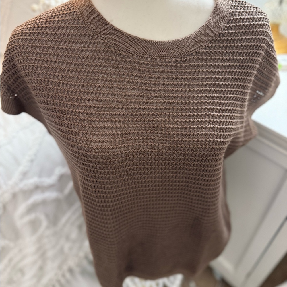 J. Jill Tan Knit Short Sleeve Top